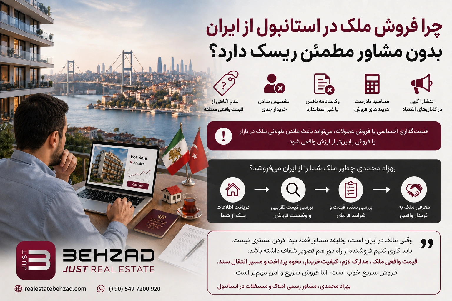فروش ملک در استانبول از ایران 7 چرا فروش ملک در استانبول از ایران بدون مشاور مطمئن ریسک دارد؟
